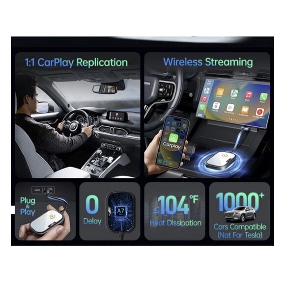 Wireless CarPlay Adapter for Apple iPhone, Converts Factory Wired CarPlay to - Picture 6 of 12
